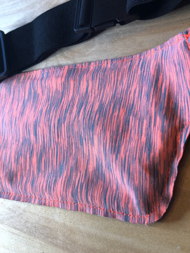 Fanny Pack Orange and Gray with 2 zippered pockets stretchy material NWT - Picture 5 of 12
